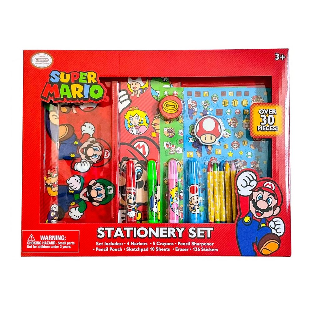 Nintendo Super Mario 30pc Stationery Set Kids Stationary 30 piece Activity Pack